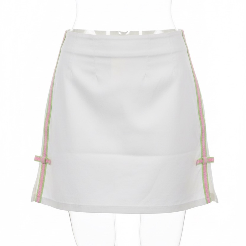 Lilly Pulitzer White Mini Skirt with Pink and Green Trim
